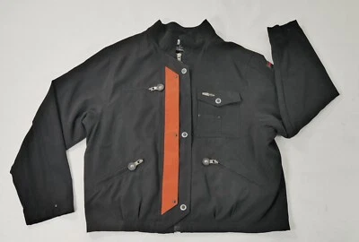 Chaqueta Jamie Sadock Negra Forrada Golf Cremallera Completa/Frente a Presión Borde Naranja Wms Med Foto 1 de 4