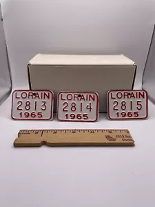 (3) Vintage 1965 Metal Bicycle License Plate Bike Lorain Ohio Cruiser City BMX - Picture 1 of 2