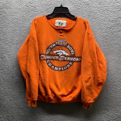 Vintage Denver Broncos Sweatshirt Adult Large Orange Blue Logo 7 NFL Mens 1999 Cover