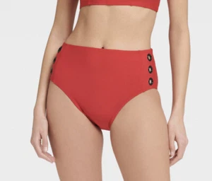 DKNY Bikinihose rot hoher Bund Ösendetail - Bild 1 von 4