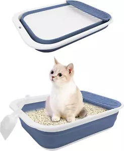 BNOSDM Collapsible Small Cat Litter Box for Kittens Open Potty Pan Foldable Cat - Picture 1 of 12