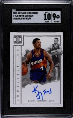 2017-18 Panini NBA Impeccable INDELIBLE INK Kevin Johnson Graded SGC 9 Auto 10 - Image 1 of 3