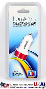 Weiß/Rot USB Auto Ladegerät Dual 2 Port für iPhone Samsung HTC 3.1a 2.1a Reise - Bild 1 von 9