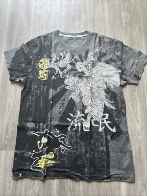 Marc Ecko Unlimited Graphic Shirt Cut & Sew Gray Black Mens Sz XL Vintage Y2K - Image 1 of 4