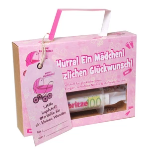 Geldgeschenk Finanz Spritze zur Geburt Mädchen Geldspritze Geschenkverpackung - Bild 1 von 1
