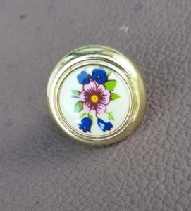 Amerock BP76244-FW3 Bright Brass Knob White Floral Ceramic Center Qty 46 - Picture 1 of 5