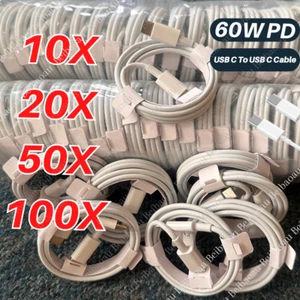 Lot 60W USB-C to Type-C Cable 1M/2M PD Samsung Fast Charger Cord For iPhone 15 - Picture 1 of 13