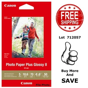 PAPEL FOTOGRÁFICO BRILLANTE 4" X 6" 4x6 Pack de 50 CANON PP301 Nuevo en Pack Precintado 712057 - Imagen 1 de 3