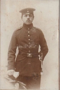 CDV-Foto v. 1900 - Soldat in Uniform, Leipzig, Sachsen, Schulterklappen beachten - Bild 1 von 3