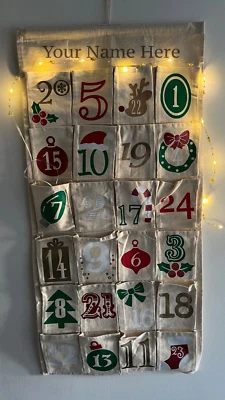 Handmade Personalised Christmas Advent Calendar Christmas Countdown Fabric Panel - Image 1 of 4