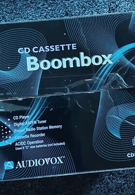 Audiovox CD estéreo portátil toca-fitas cassete digital AM/FM Boombox modelo CDP-1386 - Imagem 1 de 4
