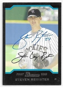 STEVEN REGISTER Autographed Signed 2005 Bowman Draft card BDP45 Colorado Rockies