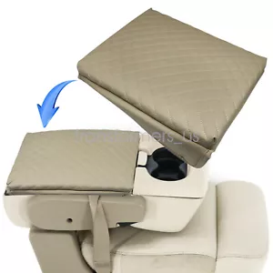 For Ford F150 2004-2008 Leather Center Console Armrest Cover Cushion Pad Beige - Picture 1 of 18