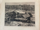AN ABANDONED FARM. Etching by Dahlstrom Gustaf Chicago Society Stamp