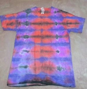 Mens 100% cotton Tie Dye One Off T-shirt - "Purple red Stripe" size Small, new. - Picture 1 of 2