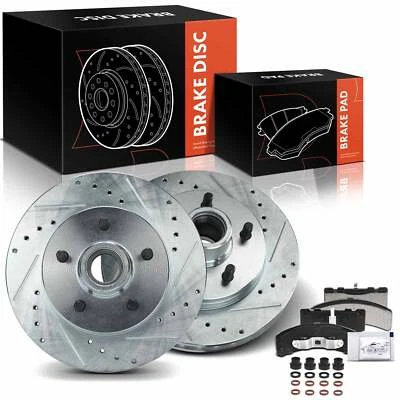 Rotores de freno delanteros perforados y pastillas de freno de cerámica para Chevy C1500 Tahoe GMC Yukon Foto 1 de 4