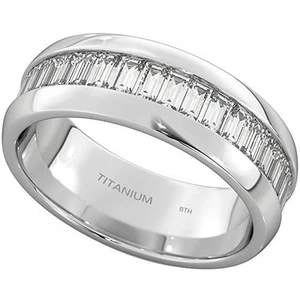 Emerald Cut Full Eternity Wedding Engagement Band Ring ✅ UK SELLER - Picture 1 of 9