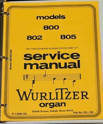 Manual de Servicio Wurlitzer Órgano Modelo 800 - 802 - 805 Foto 1 de 4