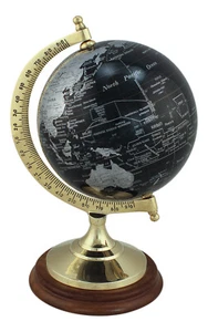 Globus Weltkugel Messing/Holz H=23cm Ø=13cm schwarz Sea4You maritime Deko - Bild 1 von 1