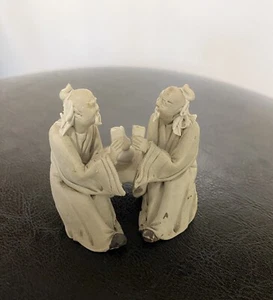 Japanese Bonsai Miniature 2 Men Drinking Tea Landscape Accessory - Picture 1 of 5