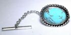 SPIDERWEB BLUE TURQUOISE 14x10 OVAL CABOCHON CAB SILVER COLOR TIE TACK EPTT408