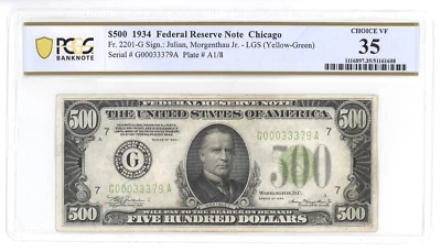FR 2201-G 1934 $500 FEDERAL RESERVE NOTE CHICAGO LGS PCGS - VERY FINE VF 35 - Image 1 of 2