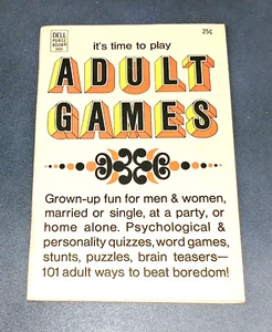 1963 Adult Games Book Puzzles Quizzes Brain Teasers Word Games Dell Pocket Size - Imagen 1 de 7