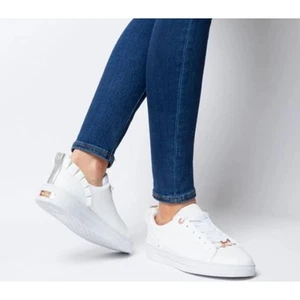 Ted Baker Astrina Tenis de Cuero para Mujer Talla 9 Blanco Volantes Entrenadores Zapatos - Imagen 1 de 11