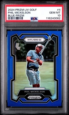 Phil Mickelson Panini Prizm LIV 2024 Golf Azul SP/99 PSA 10 #4 POP 2 Foto 1 de 3