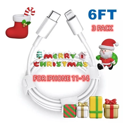 3-PACK Fast Charger Cable Type 3/6/10ft USB C PD Cord to For iPhone 14 13 12 11 - Image 1 of 4