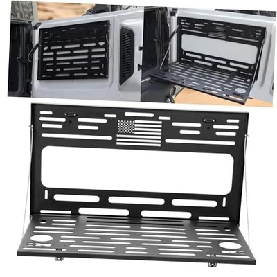 Stainless Steel Black Rear Foldable Shelf Fits for 2021-2024 Bronco 2/4 Door  - Image 1 of 4
