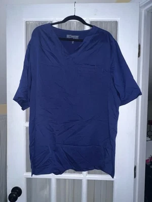 Hombre Gris Anatomía Ropa Profesional, Barco, SS Azul Cuello en V Exfoliante Talla 2XL Foto 1 de 2