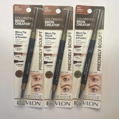 (3ct) Revlon Colorstay Brow Creator Micro Pencil Powder & Brush, 605 Soft Brown - Image 1 of 4