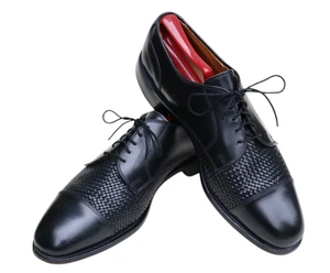 Zapato de vestir Allen Edmonds Lauderdale 2204 cuero negro tejido puntera Oxford 10D - Imagen 1 de 10