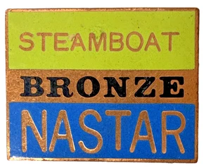STEAMBOAT Skiing Square Blue BRONZE NASTAR Enamel Pinback - Picture 1 of 3