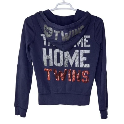 Sudadera con capucha rosa Victoria's Secret para mujer mediana Minnesota Twins azul marino cremallera completa Foto 1 de 4