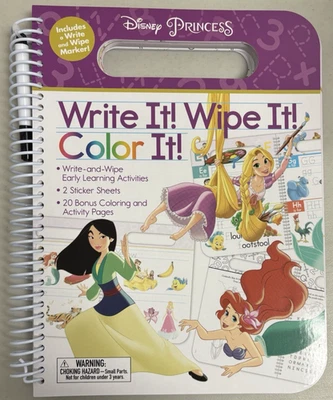 Disney Princess Write It! Wipe It! Color It! Brand New! - Image 1 of 2