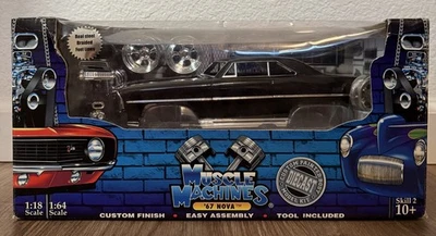 Muscle Machines Black 1967 Chevy Nova "Build It" 1:18 & 1:64 Diecast NIB - Image 1 of 4