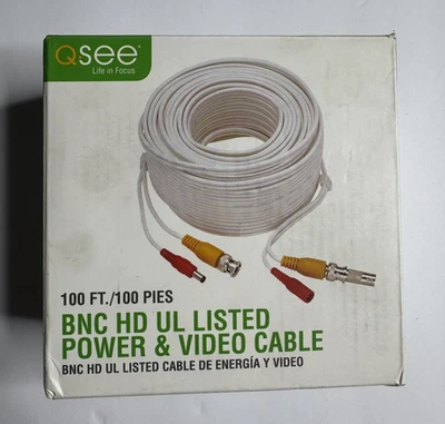 Q-SEE 100' Shielded Video & Power BNC Male Cable w/2-Female Connectors QS100TC - Image 1 of 4