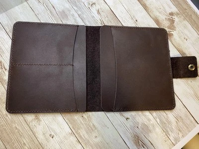 Handmade Full Grain Brown Leather Passport Wallet Cash Credit Card Holder - Image 1 of 4