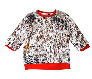 Where's Waldo Skifahren Sweatshirt 3XL weiß rot Rundhals Pullover Neuheit Herren - Bild 1 von 8