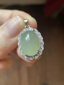 Untreated Natural Nephrite Jade Pendant 和田玉 冰 純銀 S925 - Picture 1 of 9