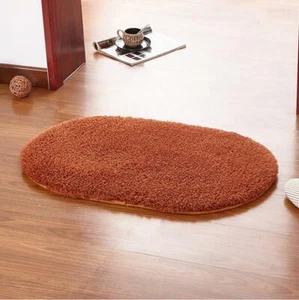 Solid Oval Area Rug Soft Carpet Bedroom Bedside Plush Floor Rugs Anti-slip Mat - Picture 1 of 30