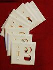 1 Vintage ribbed Mid Century double switch plate covers, AP,  ivory
