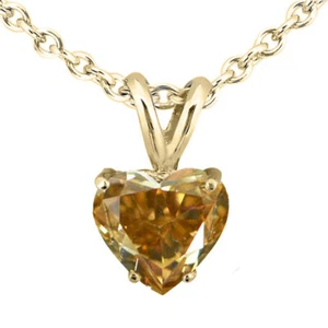Colgante de diamante solitario en forma de corazón marrón natural tratado 14 k VS1 1,13 quilates - Imagen 1 de 5