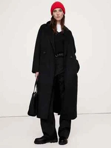 BANANA REPUBLIC Double Faced Wrap Coat, Small, Black, #537914 NEW - Picture 1 of 6
