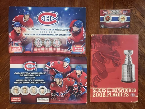 2008-09 and 2009-10 Montreal Canadiens Sets Medallions + Tickets 2006 Playoffs Cover