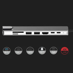 8in1 TypeC Interface To USB 3.0 Hub RJ45 Ethernet Mini SDTF OTG Adapter BGS - Photo 1/12