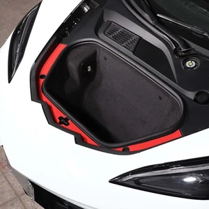 Borde de placa de acero inoxidable brillante bisel de maletero delantero rojo para Corvette C8 2020-2025 - Imagen 1 de 15