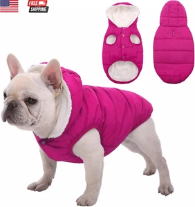 Dog Fleece Hoodie, Windproof Waterproof Dog Coat, Winter Warm Dog Jacket, Cold W - Picture 1 of 7